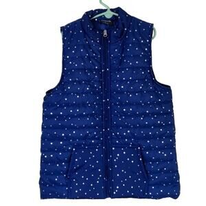 Zelos Girls Sz L (12-14) Puffer Vest Navy with Metallic Silver Star Print NWT